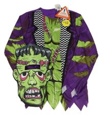 Nové - Kostým- 2set - Fialovo-zelené triko s potiskem + maska F&F