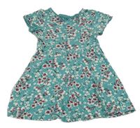 Modrozelené kvetované šaty