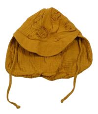 Hořčicová mušelínová kšiltovka s lvíčky