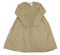 Nové - zlaté trblietavé pletené šaty H&M