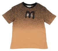 Čierno-marhuľové vzorované tričko s potlačou H&M