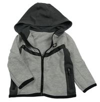 Sivo-tmavosivá prepínaci mikina s kapucňou