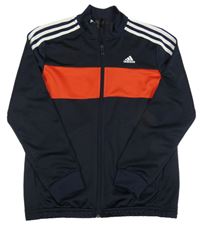 Tmavomodro-červená sportovní propínací mikina Adidas