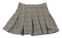 Béžovo-ružovo-čierna kockovaná skladaná sukňa Primark