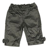 Khaki saténové crop nohavice H&M