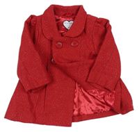 Červený vlnený trblietavý podšitý kabát M&S