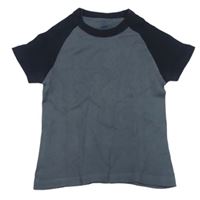 Sivo-tmavomodré rebrované tričko