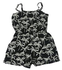 Černý kraťasový overal s palmami H&M