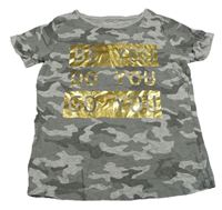 Sivé army tričko s nápisom Primark
