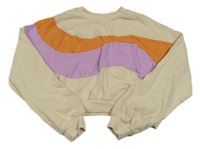 Béžovo-oranžovo-fialová crop mikina H&M