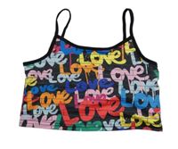 Čierny crop top s nápismi Shein