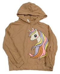 Béžová mikina s jednorožcom a kapucňou H&M