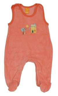 Lososové sametové dupačky s domečkem Pusblu