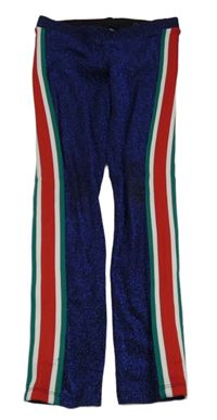Tmavomodré třpytivé legíny s pruhy H&M