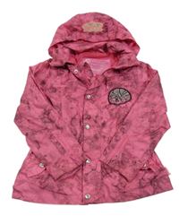 Růžovo-černá vzorovaná šusťáková jarní parka s kapucí C&A