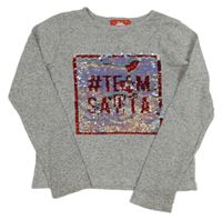 Sivý melírovaný sveter s překlápěcími flitre Primark