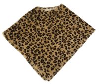 Béžovo-hnedo-čierne kožušinové vzorované pončo