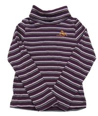 Fialové žebrované triko s proužky a rolákem S. Oliver