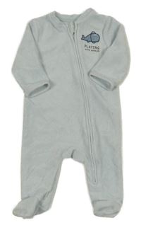 Svetlomodrý zamatový rebrovaný overal s velrybou Kiabi