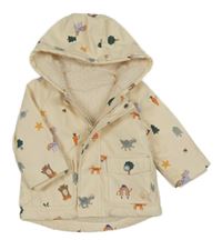 Pudrová nepromokavá zateplená bunda se zvířátky a kapucí George