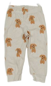 Biele froté nohavice s pejsky Hema