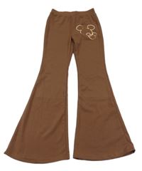 Hnedé flare nohavice s Mickeym