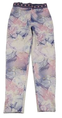 Světlerůžovo-modré vzorované sportovní legíny Primark