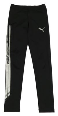 Černé sportovní funkční legíny s pruhy Puma 