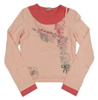 Ružovo-tmavoružové tričko s potlačou Pampolina