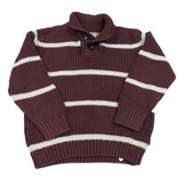 Fialovo-biely pruhovaný sveter s golierom M&S