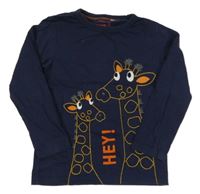 Tmavomodré triko se žirafami Bluezoo