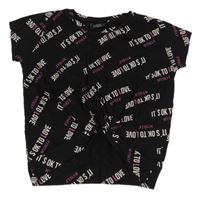 Čierne crop tričko s nápismi Page Young