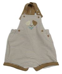 Béžovo-biele pruhované na traké kraťasy s psíkom Obaibi