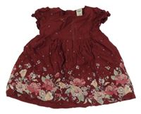 Vínové kvietkovane plátenné šaty OshKosh