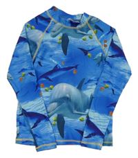 Modré UV triko s delfíny Pusblu 