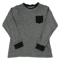 Čierno-biele pruhované tričko s vreckom Zeeman