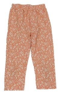 Broskvové capri legíny s kvietkami Kids
