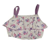 Bílo-fialový vrstvený halenkový top s kytičkami Shein