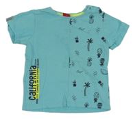 Tyrkysové tričko s obrázky S. Oliver