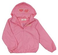 Růžová šusťáková jarní bunda Barbie s odepínací kapucí H&M