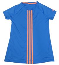 Zafírové športové funkčné tričko s pruhmi Adidas