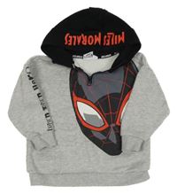 Sivo-čierna mikina so Spider-manem a kapucňou Primark