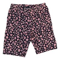 Tmavomodro-ružové vzorované legínové kraťasy Y.F.K.