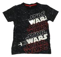 Čierno-biele vzorované tričko so Star Wars