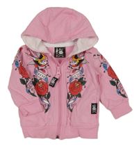 Svetloružová prepínaci mikina s potlačou a kapucňou Six Bunnies