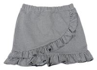 Čierno-biela kockovaná sukňa s volánikmi F&F