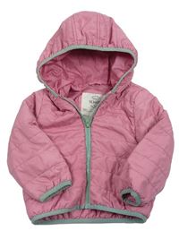 Ružová prešívaná šušťáková jarná zateplená bunda s kapucňou zn. M&S