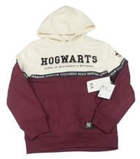 Vínovo-smetanová mikina s nápisy - Harry Potter a  kapsou a kapucí C&A