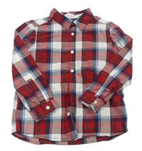 Červeno-bílo-tmavomodro-modrá kostkovaná košile H&M