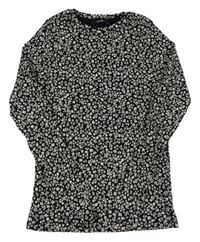 Čierno-biele kvietkovane rebrované tričko zn. George